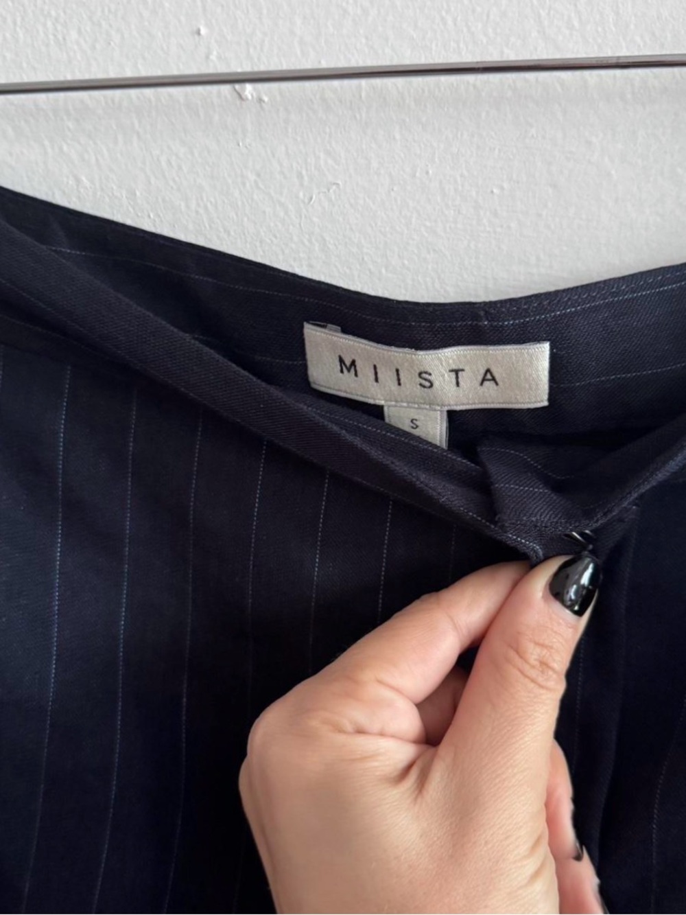 Miista Black Pinstripe Midi Dorina Skirt - Picture 3 of 5